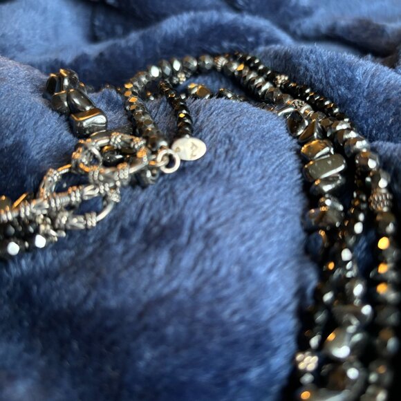 Silpada Hematite, Onyx, .925 Sterling Silver Beaded Necklace Toggle Clasp N1094 - Picture 5 of 7